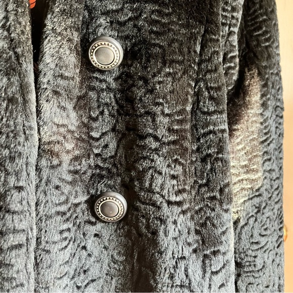 Vintage Textured Faux Fur Coat Sz L/Xl - Picture 3 of 10